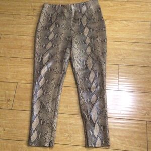 Zara Brown Beige Snakeskin Print Slim Pants